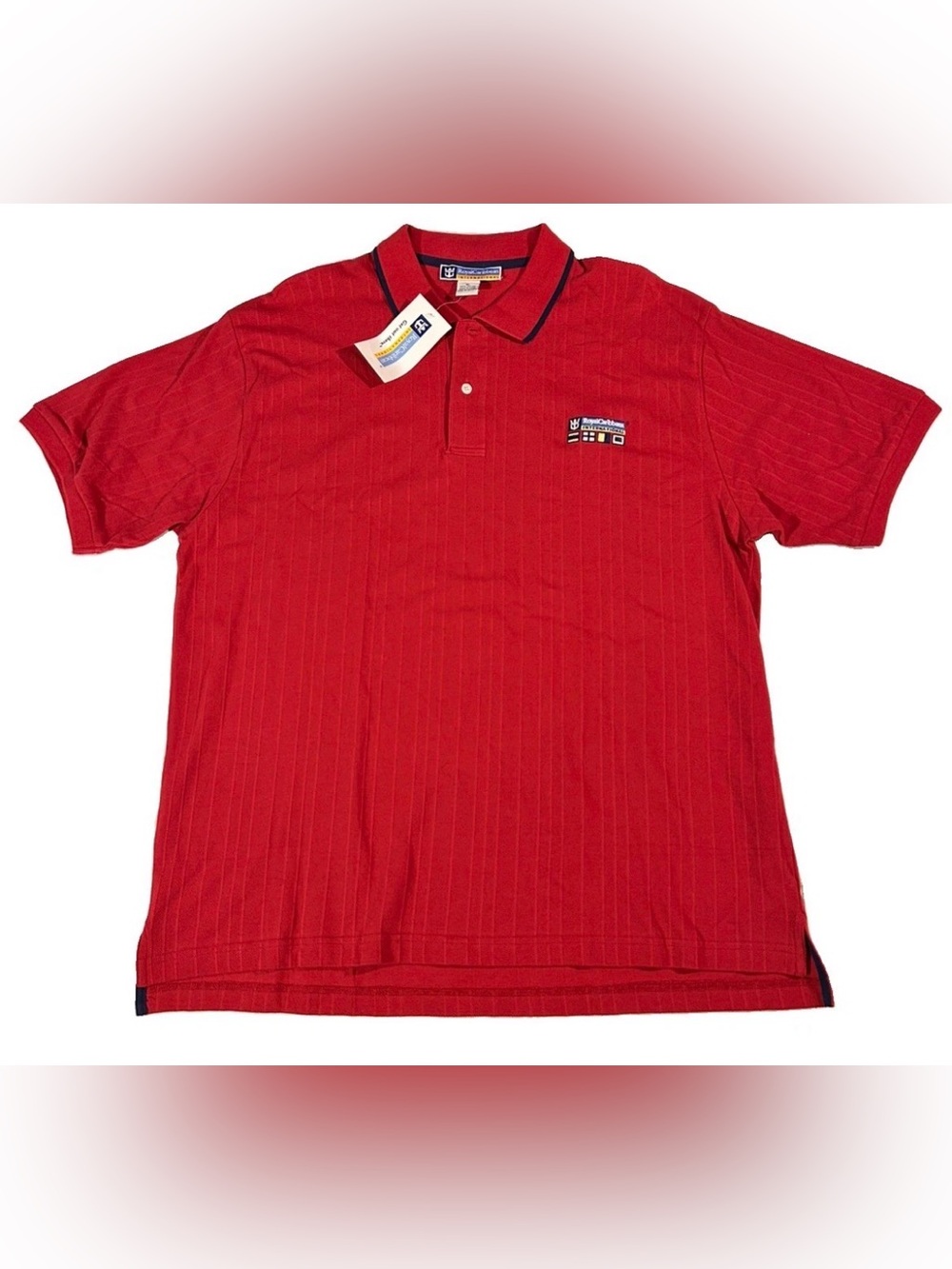 NWT Royal Caribbean International Polo Shirt XL Red Stripe Embroidered Logo